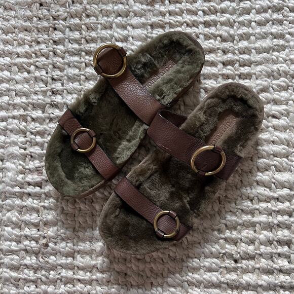 PEDRO GARCIA Flat Double Band Buckle Leather Sandal Sz 36 - Picture 1 of 5